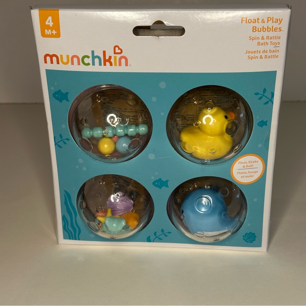 Munchkin Float & Play Bubbles Baby/Toddler Bath Toy Sea Creatures 4 Count NEW
